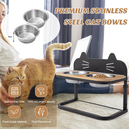 Elevated Cat Feeder with Dual Stainless Steel Bowls