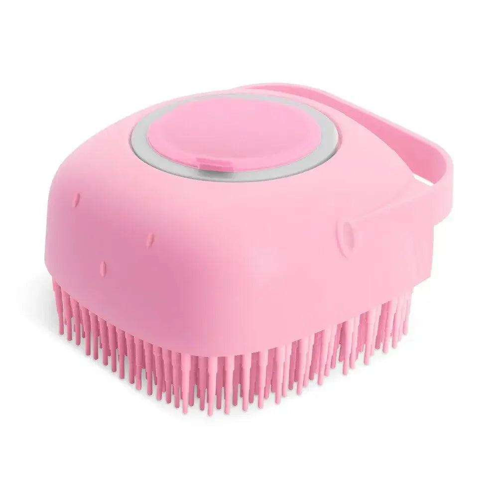 Pet Grooming Shampoo Brush - 2.7 Oz (80 ml) Soft Silicone Rubber Comb for Bathing Short-Haired Dogs and Cats