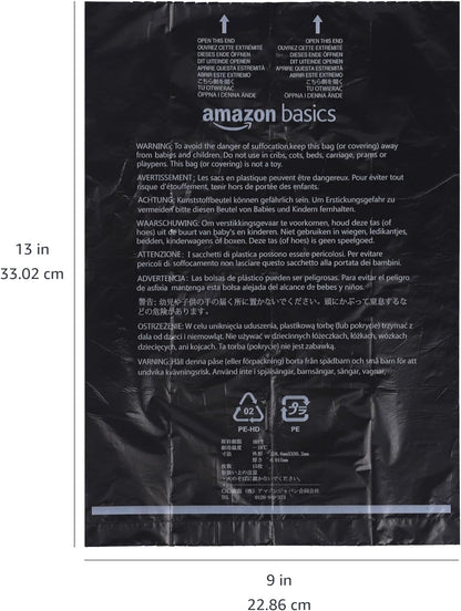 Unscented Standard Dog Waste Bags with Dispenser and Leash Clip, 33.02 x 22.86 cm, Black - 20 Rolls (300 Bags)