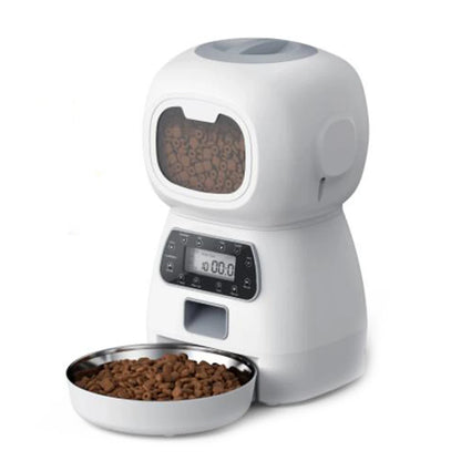 3.5L Automatic Pet Feeder - Smart Food Dispenser for Cats and Dogs with Timer and Stainless Steel Bowl