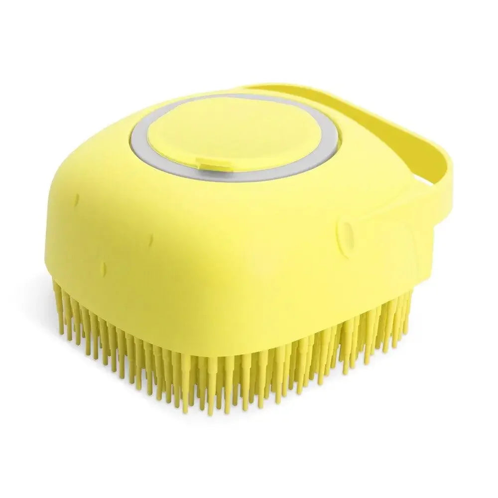 Pet Grooming Shampoo Brush - 2.7 Oz (80 ml) Soft Silicone Rubber Comb for Bathing Short-Haired Dogs and Cats