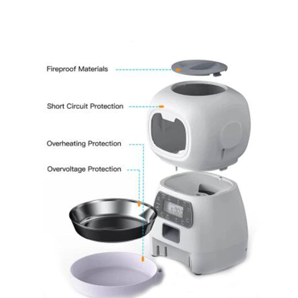 3.5L Automatic Pet Feeder - Smart Food Dispenser for Cats and Dogs with Timer and Stainless Steel Bowl