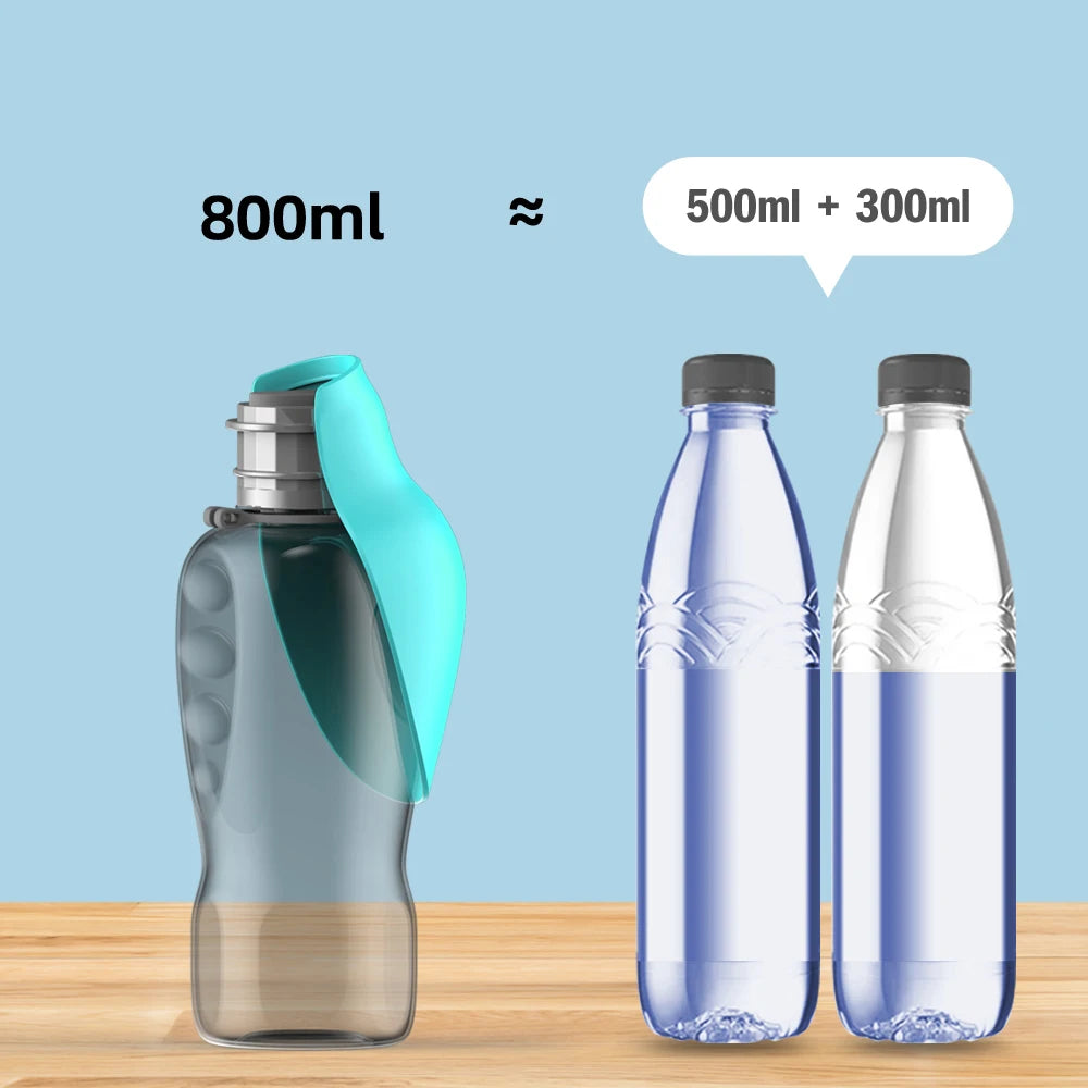 800ml Portable Dog Water Bottle - Outdoor Travel Drinking Solution for Small, Medium, and Large Dogs, Cats, and Puppies