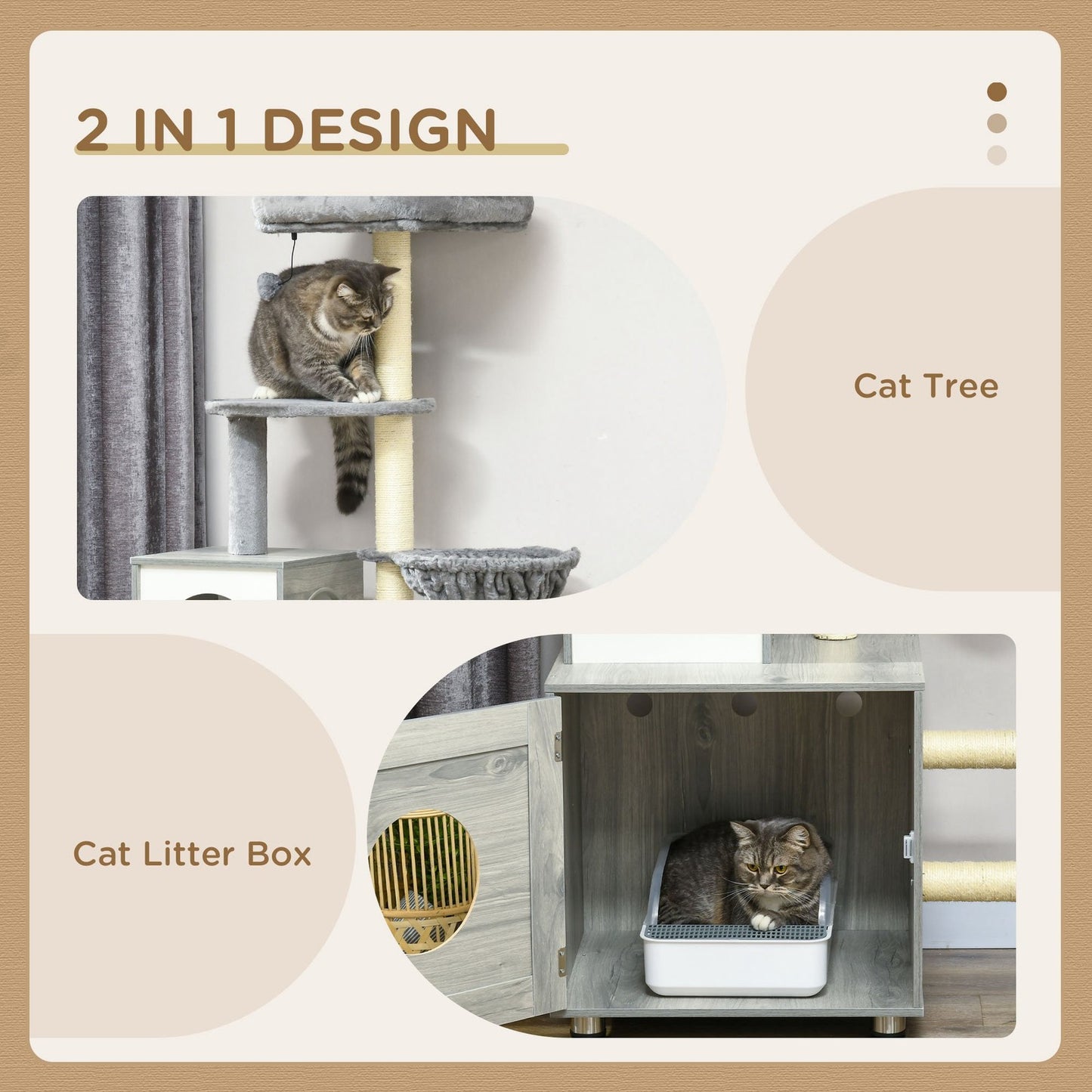 Pawhut Cat Litter Box Enclosure with Integrated Cat House, Bed, Scratching Posts, and Platform