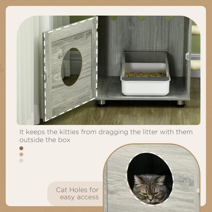 Pawhut Cat Litter Box Enclosure with Integrated Cat House, Bed, Scratching Posts, and Platform