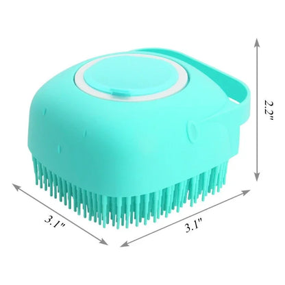 Pet Grooming Shampoo Brush - 2.7 Oz (80 ml) Soft Silicone Rubber Comb for Bathing Short-Haired Dogs and Cats