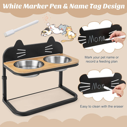 Elevated Cat Feeder with Dual Stainless Steel Bowls