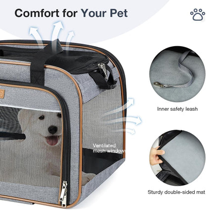 Dog Carrier with Wheels Rolling Pet Carrier Cat Carrier Airline Approved,Wheeled Pet Carrier with Telescopic Walking Handle,Grey