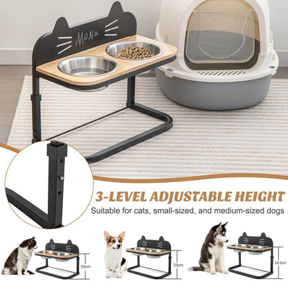 Elevated Cat Feeder with Dual Stainless Steel Bowls