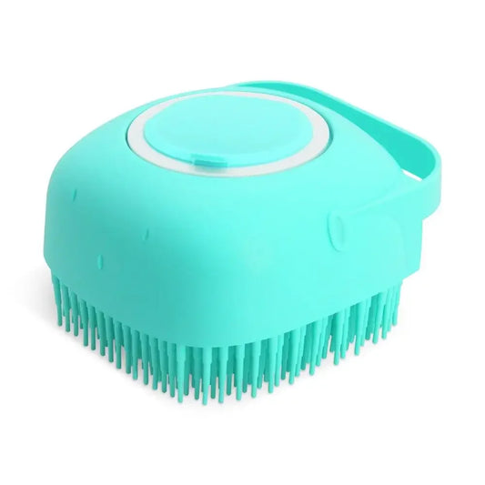 Pet Grooming Shampoo Brush - 2.7 Oz (80 ml) Soft Silicone Rubber Comb for Bathing Short-Haired Dogs and Cats