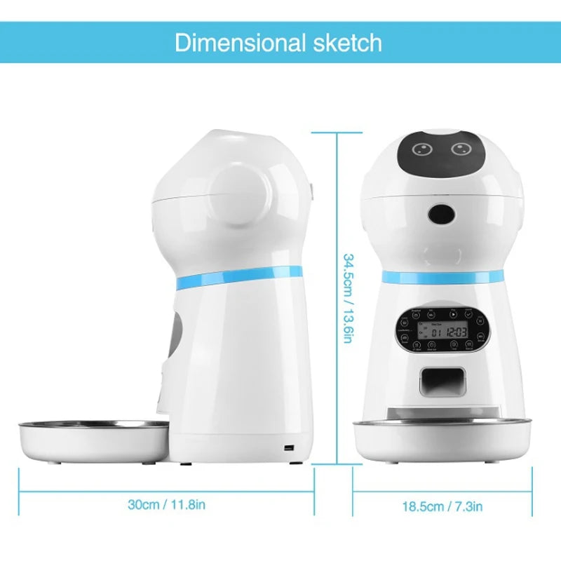 3.5L Automatic Pet Feeder - Smart Food Dispenser for Cats and Dogs with Timer and Stainless Steel Bowl