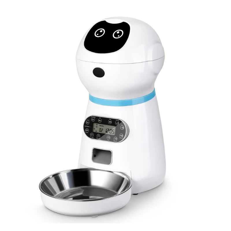 3.5L Automatic Pet Feeder - Smart Food Dispenser for Cats and Dogs with Timer and Stainless Steel Bowl